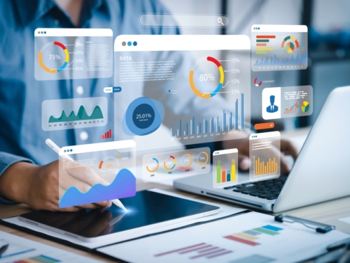 An,Analyst,Uses,A,Computer,And,Dashboard,For,Data,Business